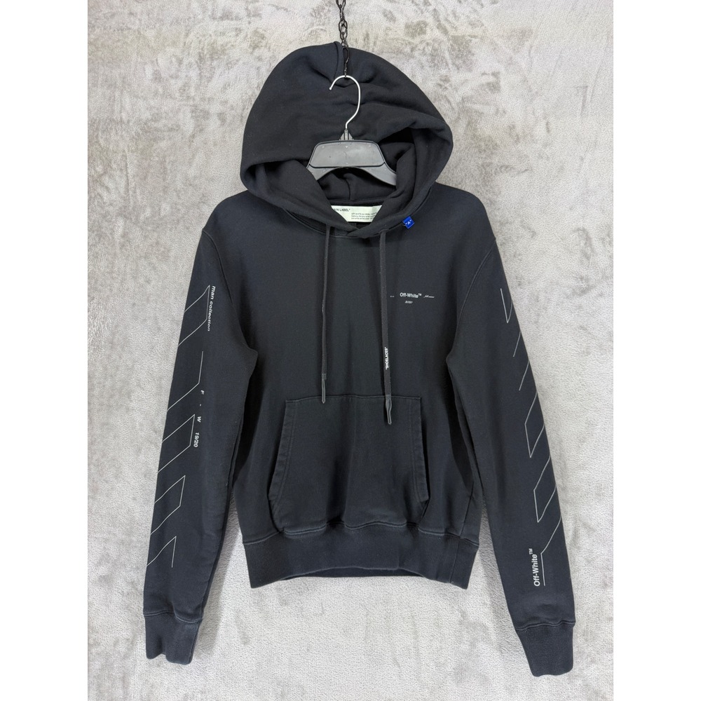 Off-White Black Arrows Diagonal Stripe Hoodieā FW19/20 OMBB034E19E30003 Mens XS